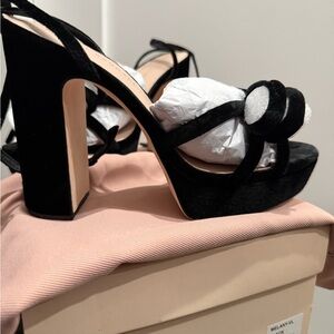 Stuart Weitzman Black Velvet Platform Heels